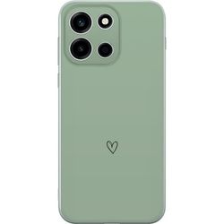 Kompatibelt Mobildeksel til OnePlus Nord 6 Enkelt svart linjetegnet hjerte på ensfarget myk grønn bakgrunn med et minimalistisk uttrykk
