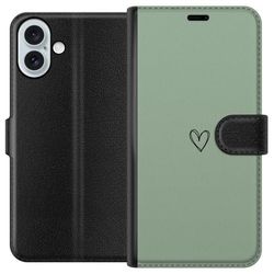 Kompatibelt Lommeboketui til Apple iPhone 16 Plus Hjerte Grønt