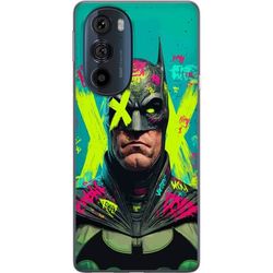 Kompatibelt Mobildeksel til Motorola Edge 30 Pro Maskert superhelt med sterke neonfarger og graffitidetaljer på turkis bakgrunn