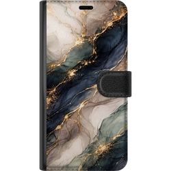 Kompatibelt Lommeboketui til Google Pixel 9a Luksuriøs abstrakt marmorkunst i svart, hvitt og gull med elegante linjer, eksklusiv design for plakate