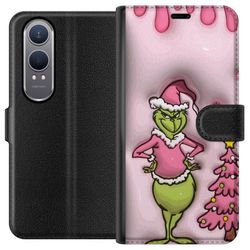 Kompatibelt Lommeboketui til OnePlus Nord CE4 Lite Grønn julefigur i rosa nissekostyme, morsomt fargeglad vri på klassisk juledyrker for en humoristi