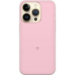 Kompatibelt Mobildeksel til Apple iPhone 14 Pro Minimalistisk svart hjerte med kontur mot ensfarget rosa bakgrunn