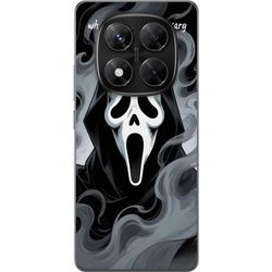 Kompatibelt Mobildeksel til Xiaomi Redmi Note 14 Pro Mørk skrekkdesign med ikonisk maske og tåke i dramatisk stil