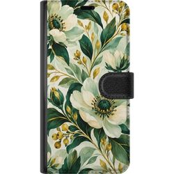 Kompatibel Tegnebogsetui til Samsung Galaxy A16 5G Skovbuket – Grønne nuancer med blomster og bær. Et illustreret billedmotiv med maleriske detaljer