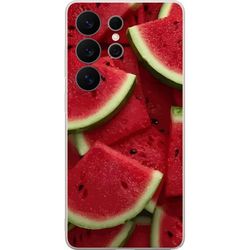 Kompatibel Mobilcover til Samsung Galaxy S26 Ultra Nærbillede af vandmelon skiver med rødt frugtkød og grøn skal, saftigt sommerindtryk