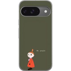 Kompatibelt Mobildeksel til Google Pixel 9 Illustrert motiv med Lille My i oransje kjole, humoristisk sitat og dempet grønn bakgrunn