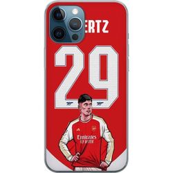 Kompatibelt Mobildeksel til Apple iPhone 12 Pro Kai Havertz illustrert i Arsenal-stil med tydelig rød og hvit sportsdesign