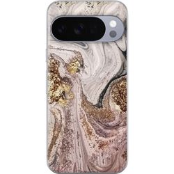 Kompatibelt Mobildeksel til Google Pixel 10 Pro XL Beige marmor med gullglitrende struktur, elegant design med luksuriøs følelse, perfekt for moderne