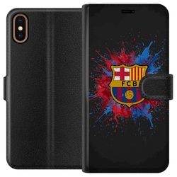 Kompatibelt Lommeboketui til Apple iPhone X Barcelona Splash Art med FC Barcelonas emblem i blått og rødt perfekt for fotballfans