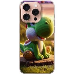 Kompatibelt Mobildeksel til Apple iPhone 16 Pro Spill-inspirert motiv med Yoshi i et naturlig miljø og et vennlig uttrykk.