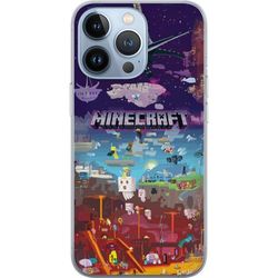 Kompatibelt Mobildeksel til Apple iPhone 13 Pro Minecraft-verden med eventyr, karakterer og ikoniske miljøer, fargerikt blokkmotiv for fans