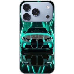 Kompatibelt Mobildeksel til Apple iPhone 17 Pro BMW M4 sportsbil forfra i neonbelyst tunnel
