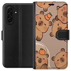 Kompatibelt Lommeboketui til Samsung Galaxy A17 5G Gullige capybaraer i varme toner med appelsiner og glade uttrykk
