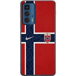 Kompatibelt Mobildeksel til Motorola Edge 20 Pro Norsk flagg med nordisk mønster i rødt, hvitt og blått for et landslagsinspirert motiv