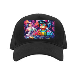 Kasket Energi-fyldt Roblox-gruppe med hovedtelefoner, controllere og neon-miljø Sort Barn