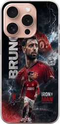 Kompatibelt Mobildeksel til Apple iPhone 16 Pro Bruno Fernandes portrettert i et intenst sportsmiljø med fokus på fotball og energi.