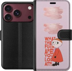 Kompatibelt Lommeboketui til Apple iPhone 18 Pro Tegnet kjepphøy figur med humoristisk tekst og rosa bakgrunn