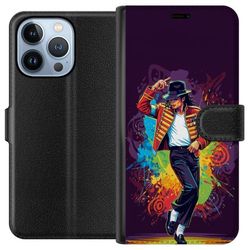 Kompatibelt Lommeboketui til Apple iPhone 13 Pro Kunstnerisk portrett av Michael Jackson med fargerike sprut og retrofølelse