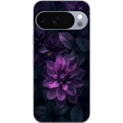 Kompatibelt Mobildeksel til Google Pixel 10 Pro Dramatisk botanisk motiv med fyldig lilla blomst og mørkt bladverk i dype fiolette toner