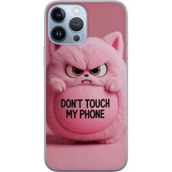 Kompatibelt Mobildeksel til Apple iPhone 13 Pro Max Humoristisk rosa katt med teksten Don't Touch My Phone, et morsomt trendy motiv som passer perfek