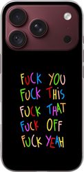 Kompatibelt Mobildeksel til Apple iPhone 18 Pro Svart tekstmotiv med fargerike banneord og uttrykk i et lekent typografisk design
