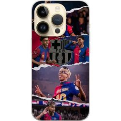 Kompatibelt Mobildeksel til Apple iPhone 15 Pro Lamine Yamal i et illustrert fotballkollasj med flere kampscener og klubbemblemer