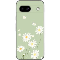 Kompatibelt Mobildeksel til Google Pixel 8a Enkelt blomstermotiv med hvite tusenfryd og harmonisk grønn tone i minimalistisk stil.