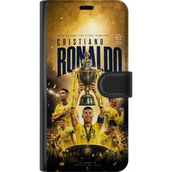 Kompatibelt Lommeboketui til Samsung Galaxy A16 5G Sportmotiv med Cristiano Ronaldo og mesterskapspokal i gult og dramatisk stil