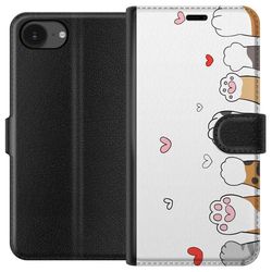 Kompatibelt Lommeboketui til Apple iPhone 16e Søte kattepoter med hjerter på hvit bakgrunn minimalistisk kawaii motiv for dyreelskere myk design