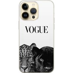 Kompatibelt Mobildeksel til Apple iPhone 15 Pro Max Svart-hvitt motiv med to majestetiske villkatter i nærbilde, tydelige detaljer og dramatisk kontr