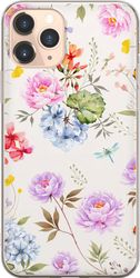 Kompatibelt Mobildeksel til Apple iPhone 11 Pro Blomstret mønster med håndmalte blomster, sommerfugler og insekter i romantisk skandinavisk stil, dek
