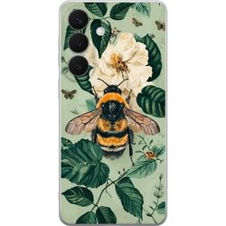 Kompatibel Mobilcover til Samsung Galaxy S26+ Grøn humle – Grønne og gyldne toner med en humle blandt blade. Et stilfuldt illustreret motiv med tydel