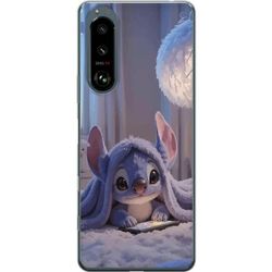 Kompatibel Mobilcover til Sony Xperia 5 III Stitch under tæppe med telefon aftenhygge i blå toner charmerende drømmeagtigt design til alle, der elske