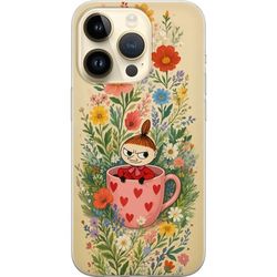 Kompatibelt Mobildeksel til Apple iPhone 15 Pro Leken figur i rosa hjertekopp omgitt av et fargerikt blomstermønster