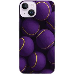 Kompatibelt Mobildeksel til Apple iPhone 14 Lilla tennisballer med gul stripe tett arrangert