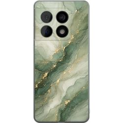 Kompatibelt Mobildeksel til OnePlus 10 Pro Grønn marmor-inspirert design med flytende steinstruktur, lyse partier og elegante guldfargede årer