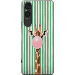 Kompatibel Mobilcover til Sony Xperia 10 VI Sjovt dyrsmotiv med giraf og lyserød boble i moderne og humoristisk design.