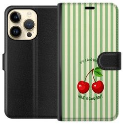 Kompatibelt Lommeboketui til Apple iPhone 14 Pro Søtt kirsebærbilde med hjerteformet design