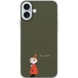 Kompatibel Mobilcover til Apple iPhone 16 Plus Illustreret motiv med Lilla My i orange kjole, humoristisk citat og dæmpet grøn baggrund