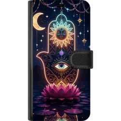 Kompatibelt Lommeboketui til Samsung Galaxy A56 Symbolisk håndillustrasjon med øye, blomst og lys