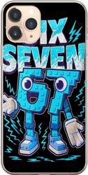 Kompatibelt Mobildeksel til Apple iPhone 11 Pro Lekfull blå Six Seven-illustrasjon i retro arkadestil med sterk typografi og gamingfølelse