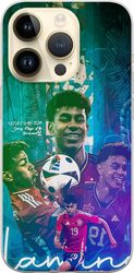 Kompatibelt Mobildeksel til Apple iPhone 15 Pro Lamine Yamal-fotballmotiv med Barcelona- og Spania-inspirasjon i fargerik stil