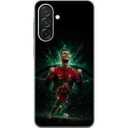 Kompatibel Mobilcover til Samsung Galaxy A26 Cristiano Ronaldo i portugisisk fodboldmotiv med rød trøje, fodbold og dramatisk grøn baggrund