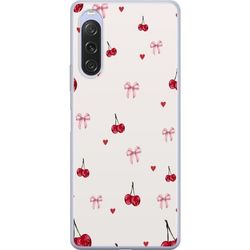 Kompatibel Mobilcover til Sony Xperia 10 V Mønster med kirsebærhjerter og sløjfer i en sød og romantisk design