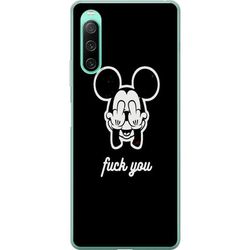 Kompatibel Mobilcover til Sony Xperia 10 IV Minimalistisk illustration af en mus med gestus og tekst i sort-hvid design og enkel komposition.