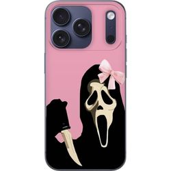 Kompatibelt Mobildeksel til Apple iPhone 17 Pro Rosa Spøkelsesbue med ikonisk maske og rosa sløyfe humoristisk og trendy Halloweenstil
