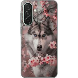 Kompatibelt Mobildeksel til Samsung Galaxy A26 Sibirsk Husky plakat hund blå øyne kirsebærblomster ulv natur dyr blomster søt retro design
