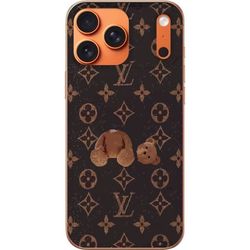 Kompatibelt Mobildeksel til Apple iPhone 17 Pro Max Luksuriøst monogrammønster med en ødelagt teddybjørn i mørk motedesign-inspirert estetikk