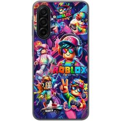 Kompatibel Mobilcover til Samsung Galaxy A17 5G Energifyld Roblox-gruppe med hovedtelefoner, kontrolenheder og neon-miljø