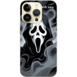 Kompatibelt Mobildeksel til Apple iPhone 14 Pro Mørk skrekkdesign med ikonisk maske og tåke i dramatisk stil